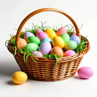 easter basket full of colorful eggs