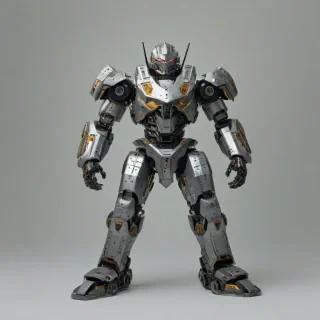 an armored robot, on a plain white background, even lighting