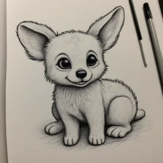 hand-drawn cartoon, cute storybook animal, on a plain white background, even lighting