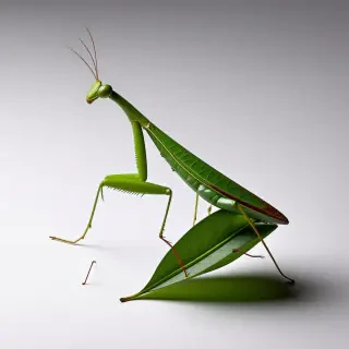 A praying mantis on a leaf