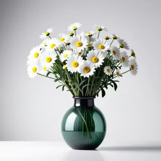 vase of white daisies