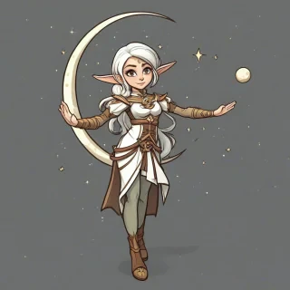 A cartoon animation style female moon elf