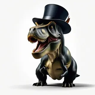 T-rex wearing a black top hat