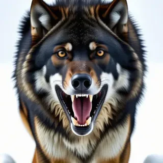 black wolf showing it's teeth
