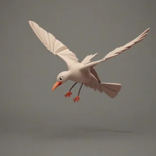 Clay animation style of a flying bird