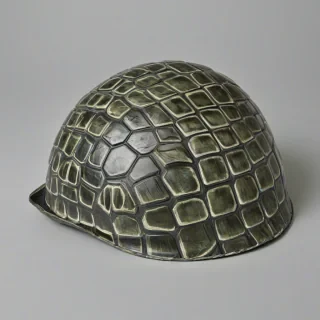 construction hard hat, looks like a turtle shell, on a plain white background, even lighting