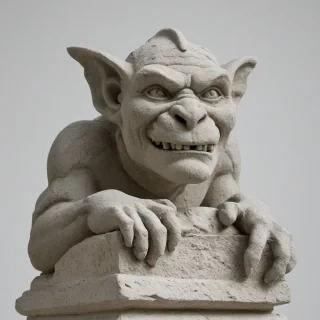 stone gargoyle, on a plain white background, even lighting