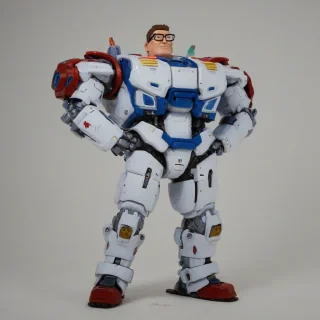 Mecha hank hill, on a plain white background, even lighting 