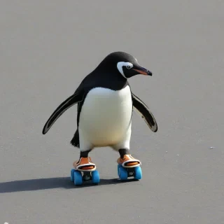 a roller skating penguin