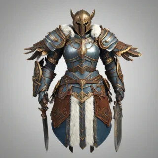 game asset style valkyrie armor, on a plain white background, even lighting