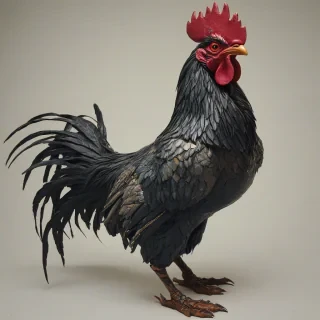 decopunk style ravenous, angry, giant rooster