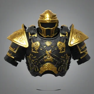 A Roblox R6 , samurai chestplate only the chestplate make it look dark and gold, on a plain white background, even lighting