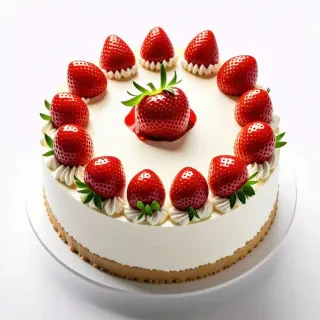 white cake with strawberries on top