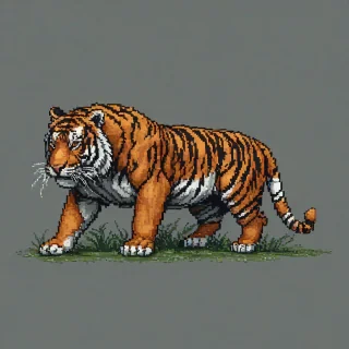Pixel art of a tiger