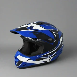 create me a 3d model of the Youth Frenzy MX off Road Dirt Bike Helmet - DOT Approved - Color Blue - Size: Youth Medium. Images can be found on this website to assist, https://www.walmart.com/ip/Youth-Frenzy-MX-off-Road-Dirt-Bike-Helmet-DOT-Approved-Color-Blue-Size-Youth-Medium/251870935, on a plain white background, even lighting