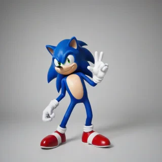Sonic the hedgehog, on a plain white background, even lighting 