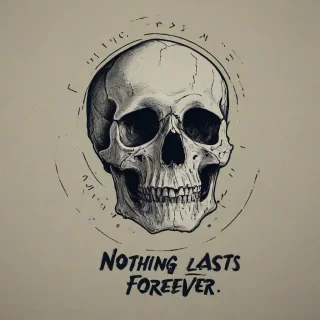 a skull with the text "Nothing Lasts Forever" next to it