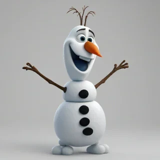 Disney's Olaf, on a plain white background, even lighting