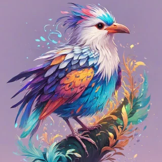 Magical anime bird with vibrant feathers