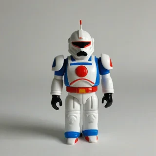 1980's Plastic toy, on a plain white background, even lighting