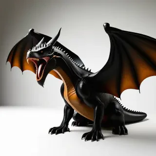 A wyvern resting its wings on the ground as arms and it's roaring angrily