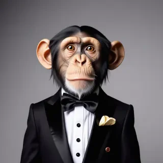 monkey wearing a tuxido with a bowtie