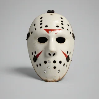 Game asset style, vintage hockey mask, on a plain white background, even lighting