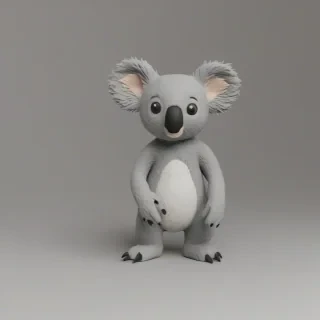 clay animation style koala, on a plain white background, even lighting 