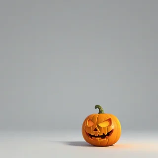 3d cartoon, single, orange Jack o' lantern , evil grimace on its face, on a plain white background, even lighting