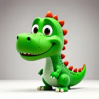 goofy cartoon bright green dinosaur