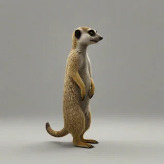 3d hand-drawn, meerkat, on a plain white background, even lighting