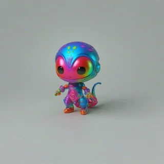 brightly colored alien, 3d chibi video game style, on a plain white background, even lighting