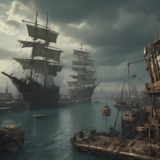 a dystopian sailpunk scenery