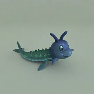 3d cartoon sea creature, on a plain white background, even lighting