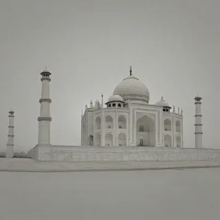 Taj Mahal, on a plain white background, even lighting