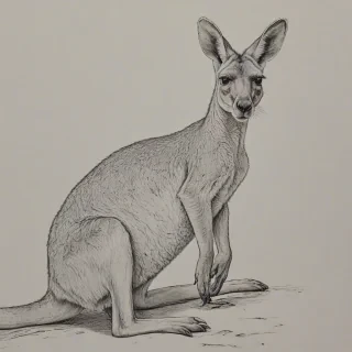 Line drawing of a kangaroo