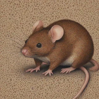 pointillism of a brown mouse
