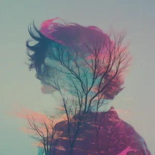 Double exposure photography with vibrant colors