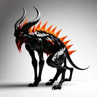 black and orange demon with spikes on the back