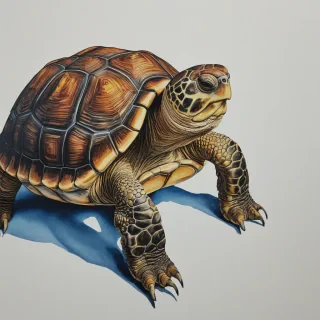 Pop art painting of a tortoise, on a plain white background, even lighting