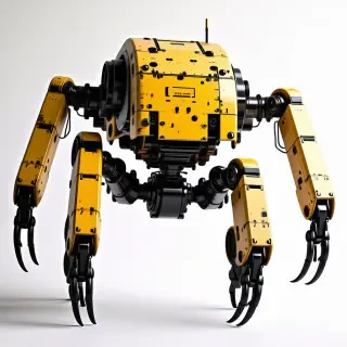 mech with four legs and pincher hands