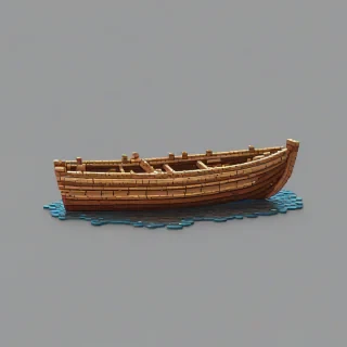 chibi pixel art style wood row boat, on a plain white background, even lighting