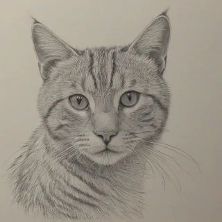 Line drawing of house cat