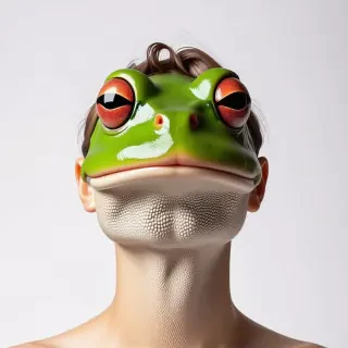 human with a frog face