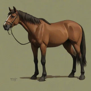 Ghibli style of a brown horse