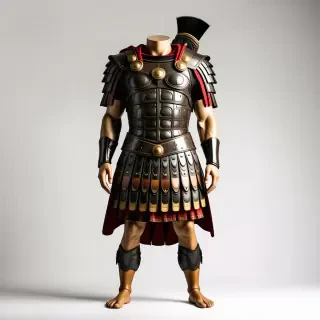 A dress mannequin with full ancient Spartan armor on