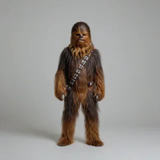 Chewbacca, on a plain white background, even lighting 