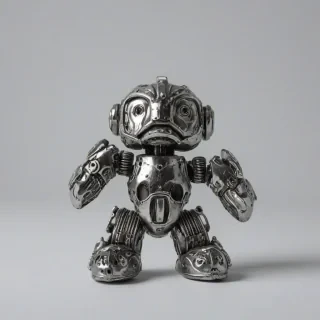 kids toy made of metal, on a plain white background, even lighting
