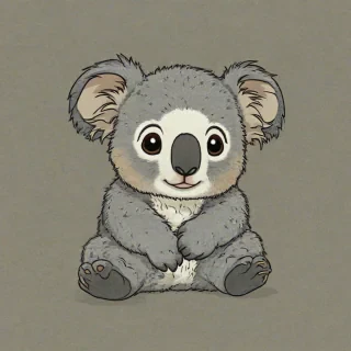 Ghibli style of a baby koala