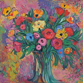 Fauvism style of a bouquet of flowers